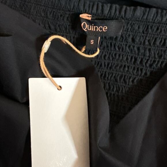 Quince Organic Cotton Smocked Midi Dress Women’s Black Size Small NWT - Picture 8 of 9